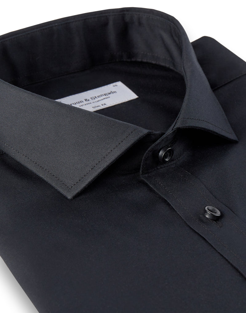 Slim Fit | Solid Long Sleeve Shirt - Black