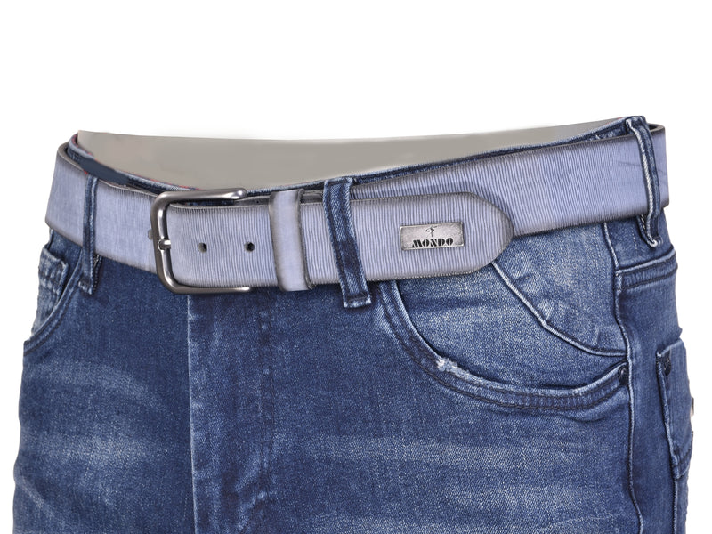 Textured Leather Belt- Blue