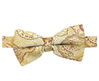Paisley Tapestry Bowtie- Gold/Burgundy