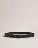 Debossed Check Leather Belt - Black