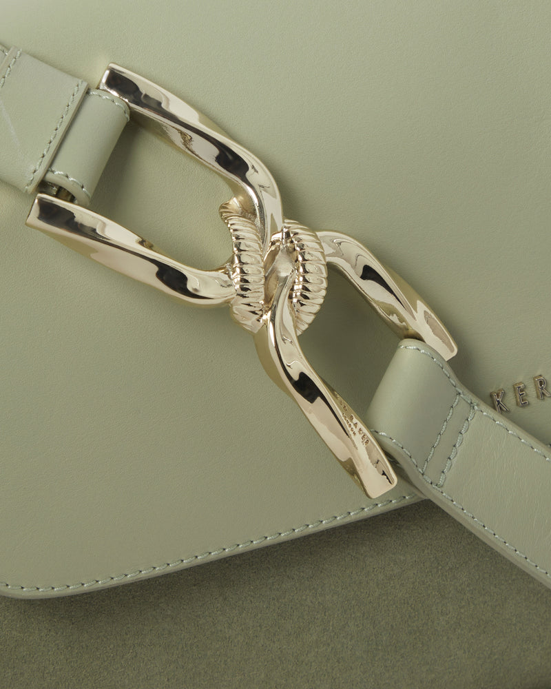 Suede Leather Chain Link Shoulder Bag - Green