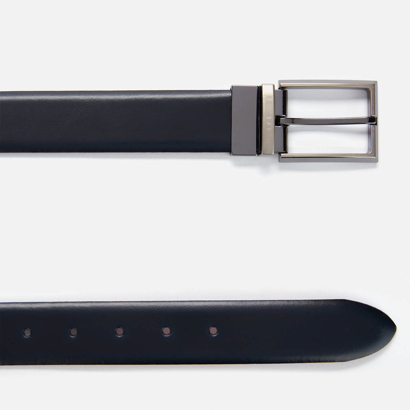 Reversible Leather Belt- Navy