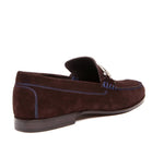 Contrast Stitch Suede Loafers - Espresso