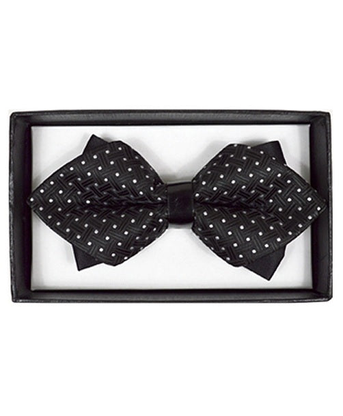 Pointed Tip Bow Tie - Black/White