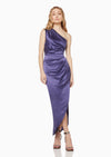 Silk Single Shoulder Dress - Grape