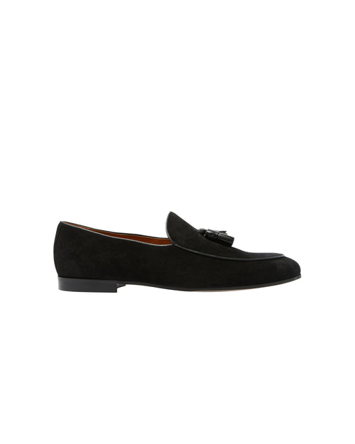 Suede Dress Loafers - Black