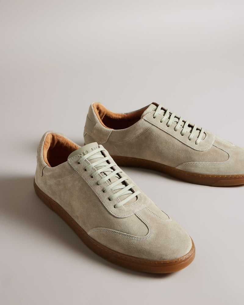 Suede Low Top Trainers - Light Green Suede Low Top Trainers - Light Green