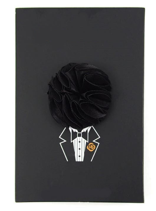 Solid Mini Boquet Floral Pin- Black