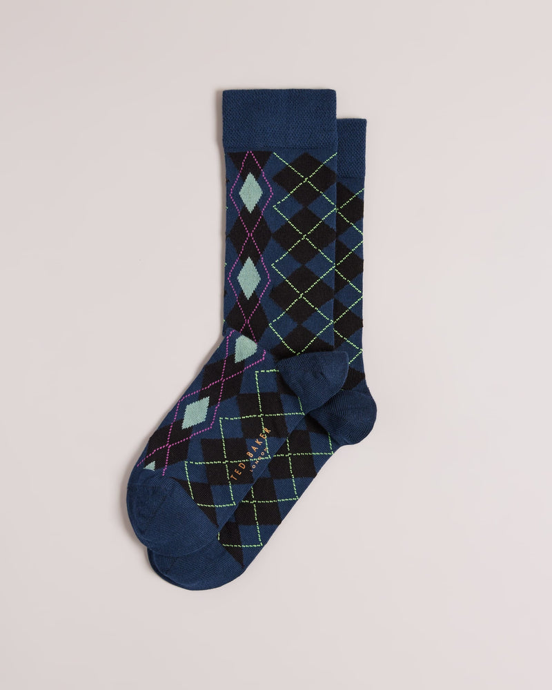 Fair Isle Pattern Socks - Navy