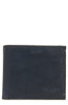 Waxed Suede Bifold Wallet- Navy