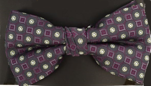 Geometric Banded Bow Tie - Charcoal