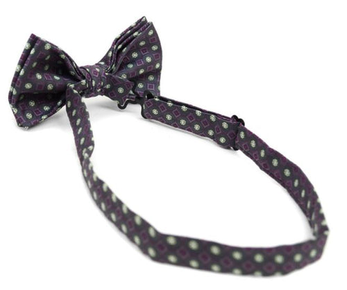 Geometric Banded Bow Tie - Charcoal