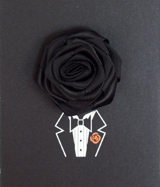 Solid Floral Lapel Pin- Black