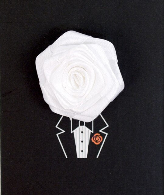 Solid Floral Lapel Pin- White