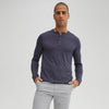 Soft Melange Knit Henley - Navy
