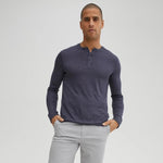 Soft Melange Knit Henley - Navy