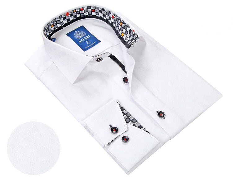 Tonal Textured Long Sleeve Shirt - White