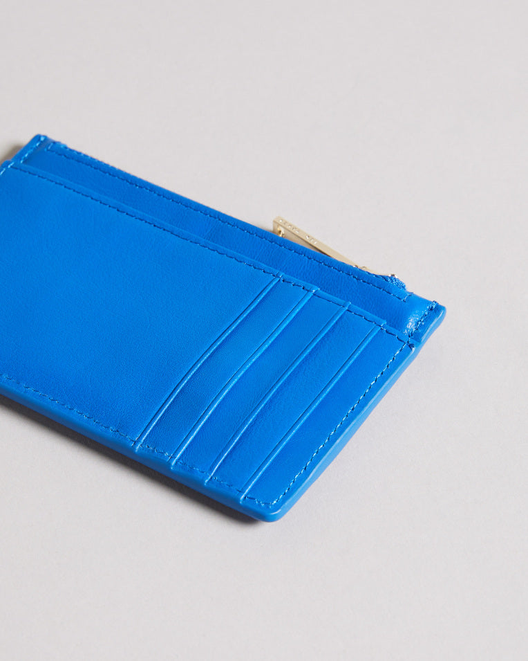 Leather Zip Cardholder - Blue