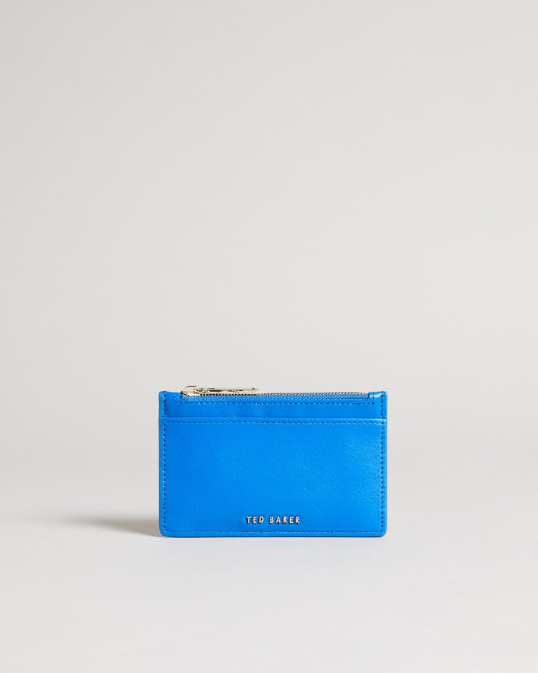 Leather Zip Cardholder - Blue