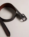Contrast Detail Leather Belt - Black