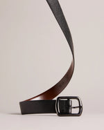 Contrast Detail Leather Belt - Black