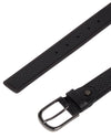 Woven Textured Leather Belt - Black