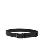 Woven Textured Leather Belt - Black