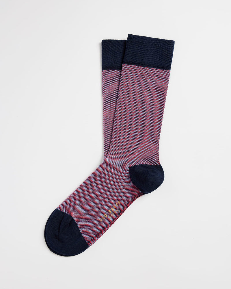 Textured Cotton Socks - Red