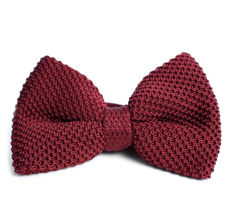 Solid Knit Bow Tie- Burgundy