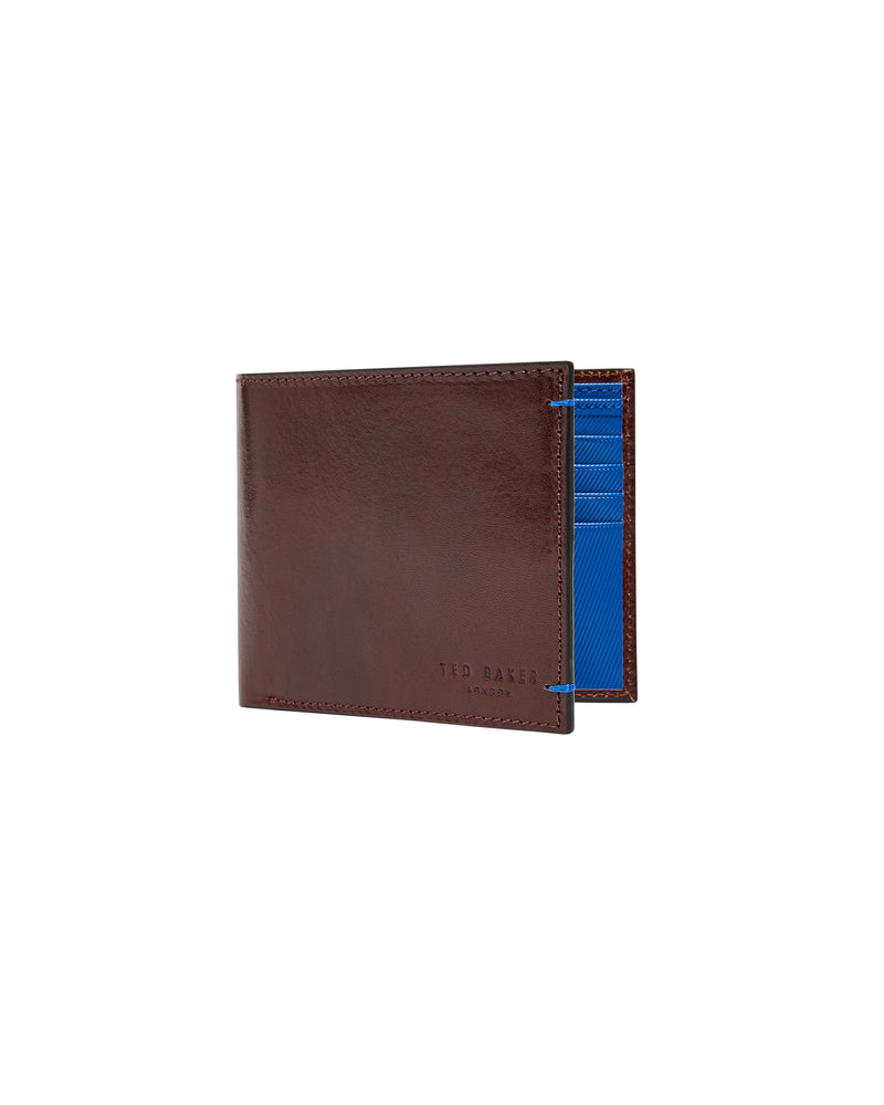 Contrast Bifold Leather Wallet- Tan