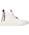 Back Zip Leather High Top Sneakers- White