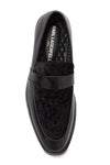 Velvet Panel Leather Loafers- Black