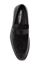 Velvet Panel Leather Loafers- Black