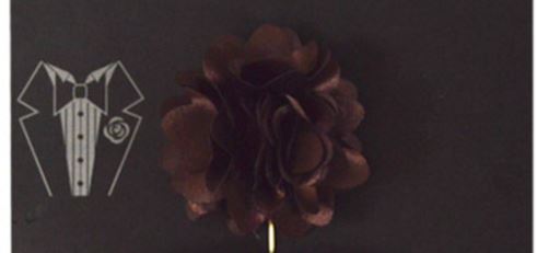Piped Flower lapel Pin - Brown