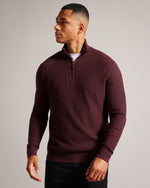 Zip Funnel Neck Sweater - Maroon