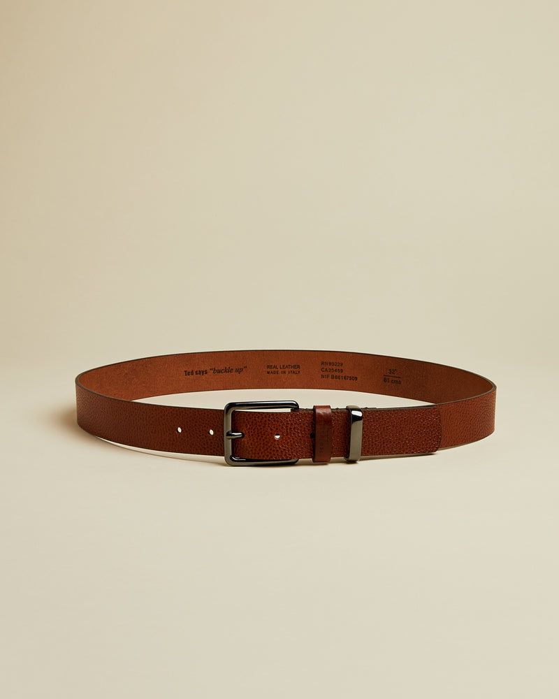 Textured Leather Belt - Tan