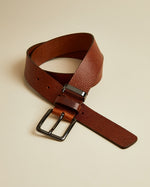 Textured Leather Belt - Tan