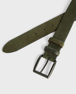 Suede Leather Belt - Olive