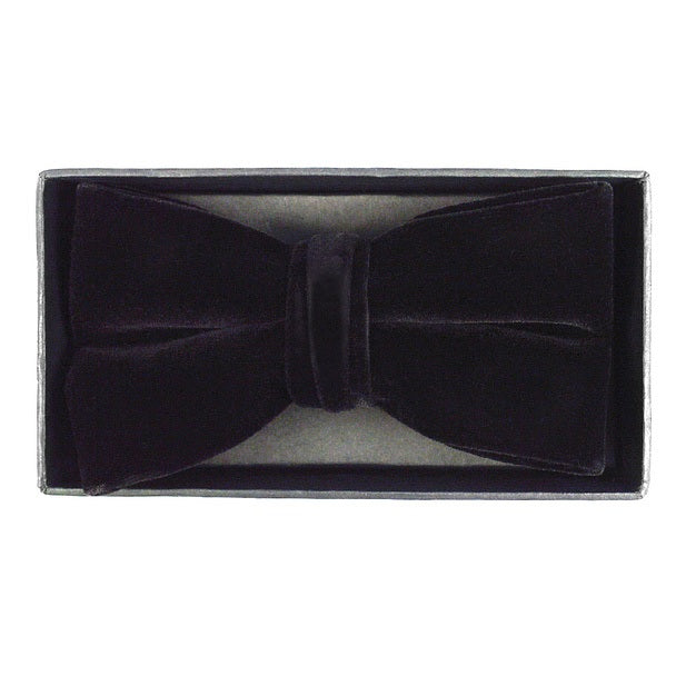 Velvet Banded Bow Tie - Black