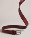 Caviar Embossed Leather Belt - Oxblood