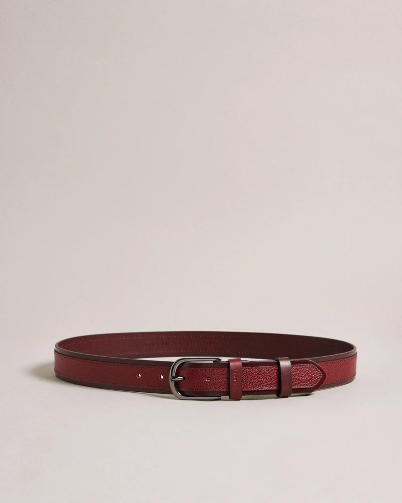 Caviar Embossed Leather Belt - Oxblood