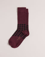 Dog Tooth Pattern Socks - Dark Red