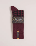 Dog Tooth Pattern Socks - Dark Red