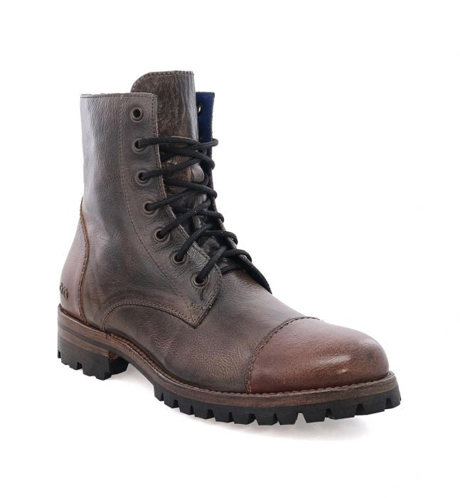Two-Tone Leather Combat Boots - Teak Black Rustic