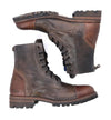 Two-Tone Leather Combat Boots - Teak Black Rustic