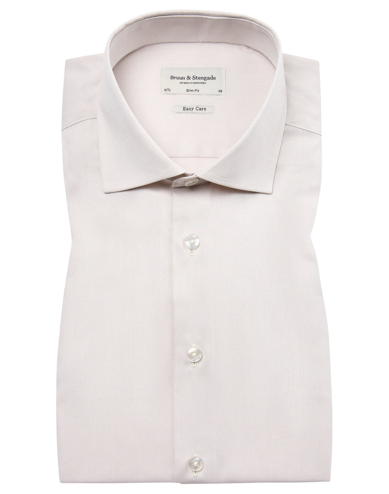 Slim Fit | Solid Textured Long Sleeve Shirt - Beige