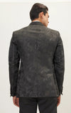 Double Breasted Floral Jacquard Tuxedo - Black