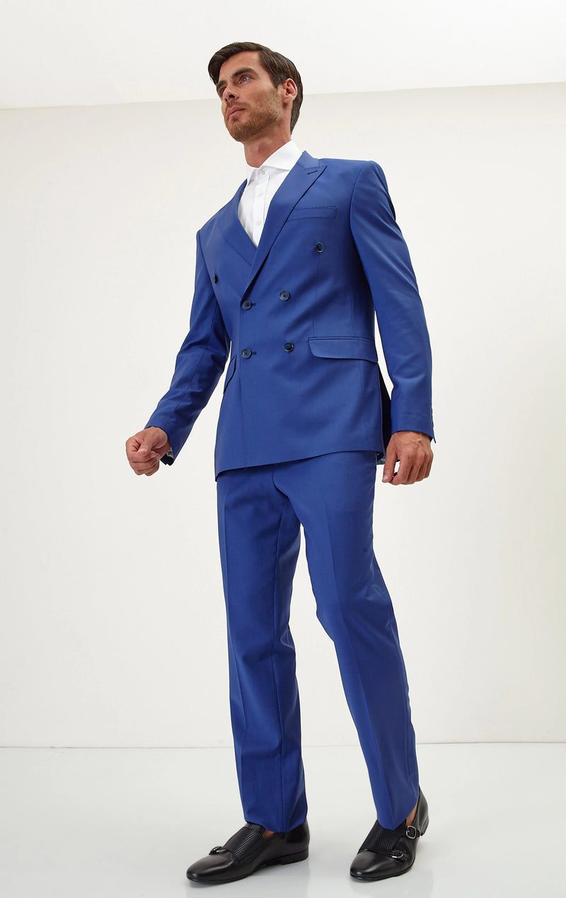 Double Breasted Merino Suit - Blue