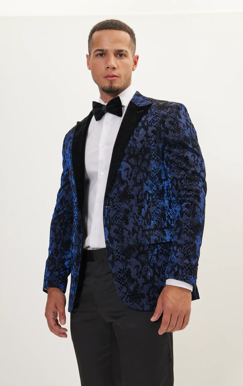 Flocked Velvet Peak Tuxedo - Blue