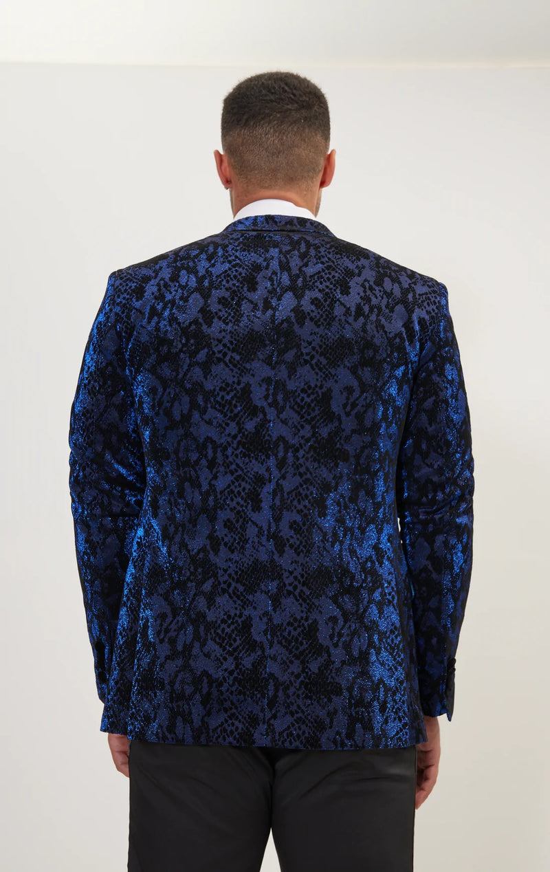 Flocked Velvet Peak Tuxedo - Blue